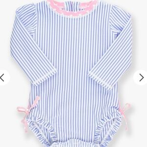 Ruffle Butts Seersucker Long Sleeve One Piece - 3-6 M